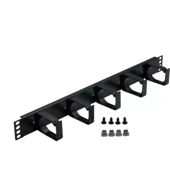 Rockstable Panneau de gestion des câbles 1U 19 pouces 5 ports - Noir - 483 mm - 74 mm (RS19-03)