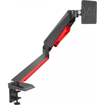 Rockstable RS-MM008 Support de moniteur gaming pour 1 moniteur - Pince de bureau / Passage de câble - 8 kg - 15-32 pouces - 100x100 mm - Noir - Rouge