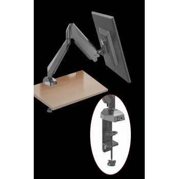 Rockstable RS-MM010B Support de moniteur simple professionnel - Pince de bureau / Passage de câble - 8 kg - 15-32 pouces - VESA 75x75/100x100 mm - Noir