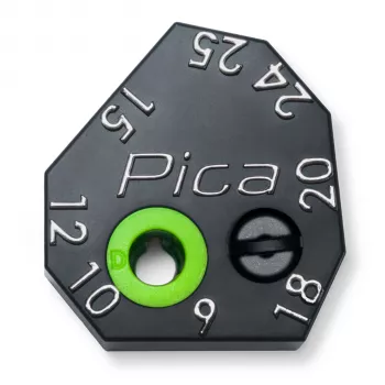 Bloc de traçage PICA-MARKER Pica Scriber - guide de marquage en plastique ABS noir avec taille-crayon, compas, guide de traçage parallèle et en profondeur pour stylo automatique Pica-Dry Longlife