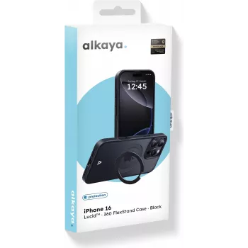 ALKAYA Lucid 360 Étui FlexStand avec MagSafe pour iPhone 16 noir (CS-20226)