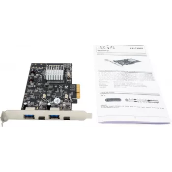 Carte contrôleur hôte EXSYS EX-12005 PCI Express USB 3.2 Gen 2 (10 Gbps) 2 ports USB-A avec équerre low-profile