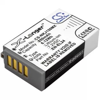Batterie de remplacement Cameron Sino CS-NKJ150MX pour Nikon EN-EL24 (850mAh, 7,2V, Li-ion)