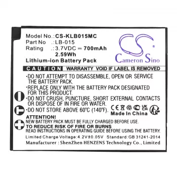 Batterie de remplacement Cameron Sino CS-KLB015MC pour Kodak LB-015, WPZ2, 3,7V 750mAh Li-Ion