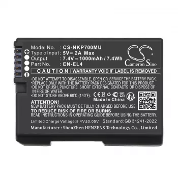 Batterie CAMERON SINO type EN-EL4 A E pour Nikon D2H D2Hs D2X D2Xs D3 D3S D3X F6 avec port USB-C / CS-NKP700MU