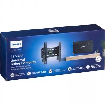 Support mural TV inclinable universel Philips 13-43 pouces, 45 kg, noir