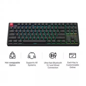 Clavier Keychron K8X-J3 80% TKL Brown Switch RGB Hot-Swap noir