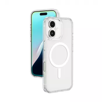 Coque AMAZINGTHING Minimal Mag en silicone avec anneau magnétique pour iPhone 16 - transparente