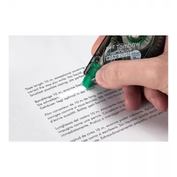 Correcteur à bande Tombow 10 m x 4,2 mm bande blanche boîtier bleu transparent