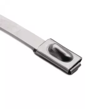 Serre-câble en inox HellermannTyton 111-93088 avec revêtement PA11, longueur 201 mm, largeur 4,6 mm, épaisseur 0,3 mm, diamètre de faisceau 50 mm, métallique/argent, lot de 100