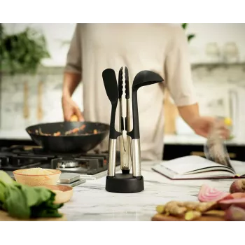 Ensemble de 3 ustensiles en acier inoxydable avec support compact Joseph Joseph Elevate Fusio