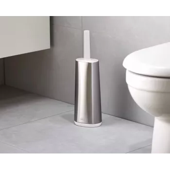 Joseph Joseph Flex 70517 brosse WC en acier inoxydable avec tête en silicone, argent/gris