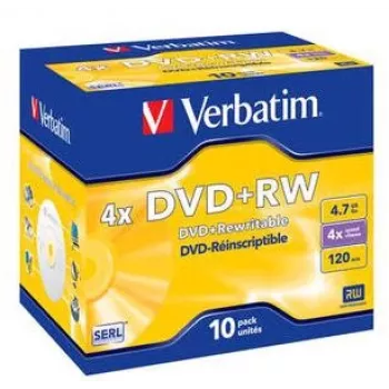 Disques DVD+RW Verbatim 4,7 Go 4x pack de 5 boîtier cristal