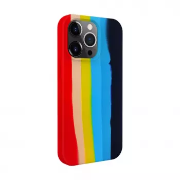 Evelatus Coque en silicone multicolore pour Apple iPhone 15 Pro arc-en-ciel