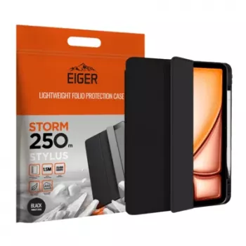 Eiger Étui folio Noir support magnétique renforcé avec porte-stylet pour Apple iPad Air 13 (2024-2025)/Pro 12.9 (2018-2023)