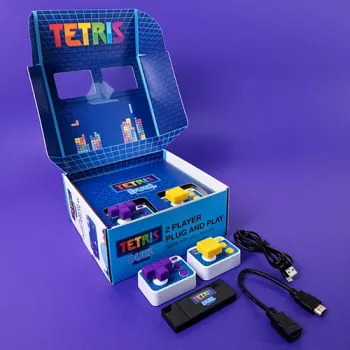 Console rétro arcade Tetris Duel FIZZ CREATIONS pour deux joueurs avec 2 manettes filaires plug & play