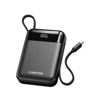 Canyon OnPower 104 10000 mAh Banque de puissance avec câble USB-C et Lightning noir