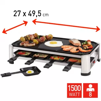 Appareil à raclette et grill FRITEL RG 2170 acier inoxydable chromé/noir 1200 W 8 personnes