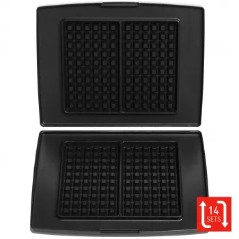 Ensemble de plaques à gaufres Family FRITEL (2 plaques) pour gaufrier série 1300 - aluminium moulé antiadhésif, compatible lave-vaisselle, noir/gris