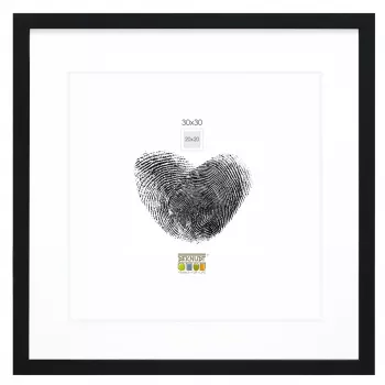 Cadre photo en bois Deknudt S66KF2 P1 30x30 noir avec passe-partout