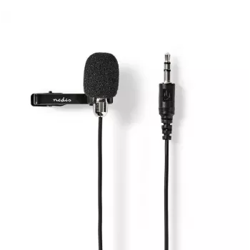Microphone filaire NEDIS MICCJ105BK, jack 3,5 mm, omnidirectionnel, noir
