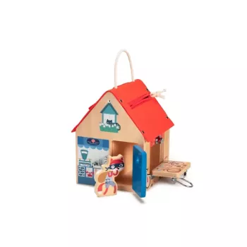 Lilliputiens Georges le renard Maison d'activités en bois avec serrures