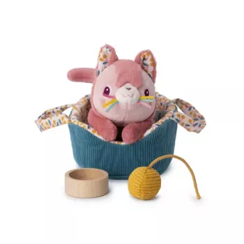 Lilliputiens Jeanne la chatte peluche avec panier et accessoires, 12m+