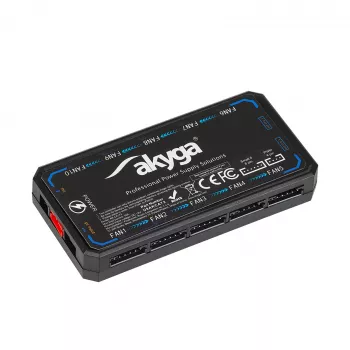 Contrôleur de ventilateurs RGB Akyga AK-CA-73 avec télécommande, 12 ports (10 ventilateurs + 2 bandeaux LED), alimentation Molex