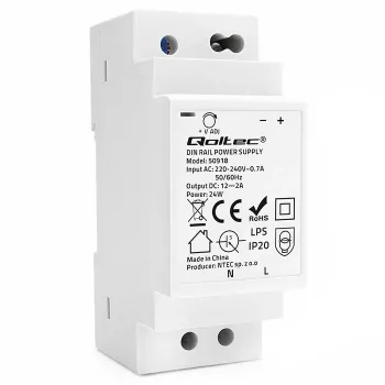 Alimentation rail DIN Qoltec 24W 12V 2A grise