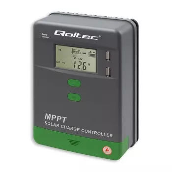 Régulateur de charge solaire MPPT Qoltec avec sonde de température 20 A | 12 V / 24 V | LCD | 2 x USB | GEL | LiFePO4