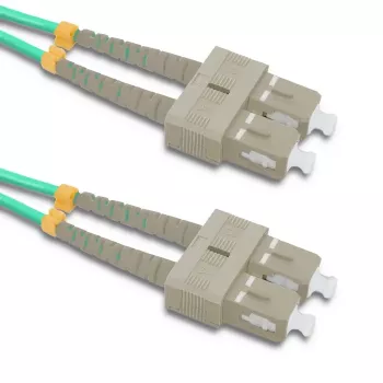 Qoltec Câble de raccordement fibre optique SC/UPC vers SC/UPC duplex multimode OM4, 5 m, aqua
