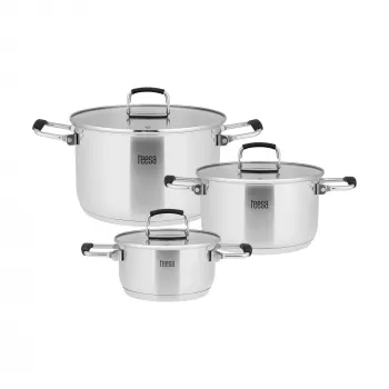 TEESA COOK PRIME Ensemble de 6 casseroles, acier inoxydable, compatible induction