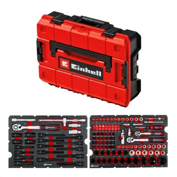 EINHELL-KWB E-Case valise à outils automobile, 121 pièces (noir/rouge, avec jeu d'outils pour mécaniciens amateurs)