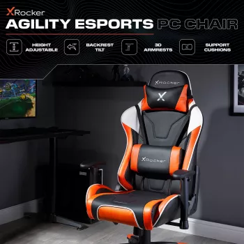 Chaise de bureau gaming X Rocker Agility eSports - noir/orange