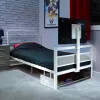 Lit simple gaming XROCKER 90x190 cm avec support TV métal blanc