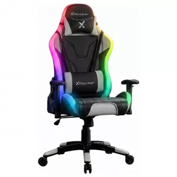 Chaise gaming XROCKER noire avec éclairage LED RGB Neo Motion et coussins de confort