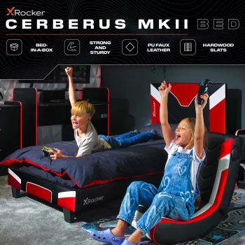 Lit simple gaming & racing XROCKER 90x190 cm similicuir rouge