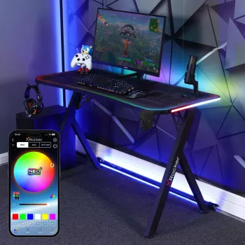 Bureau gaming X Rocker Lumio RGB avec éclairage LED et tapis de souris