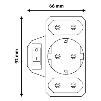 ENTAC adaptateur de prise murale 2x Euro 1x Schuko avec interrupteur blanc
