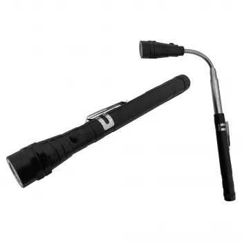 Lampe torche LED ENTAC EFL-1W-FLEX-ALU 1 W avec col télescopique, aluminium, noire