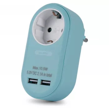 Adaptateur de prise ENTAC avec 2x USB-A Bleu