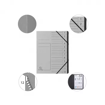 Exacompta classeur 12 compartiments gris Colorspan