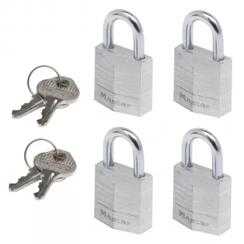 Master Lock 9120EURQNOPCC cadenas en acier laminé lot de 4 à clé unique largeur de corps 20 mm