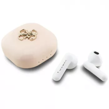 Écouteurs Bluetooth 5.0 True Wireless Stereo Guess 4G Metal Logo avec boîtier de charge - rose