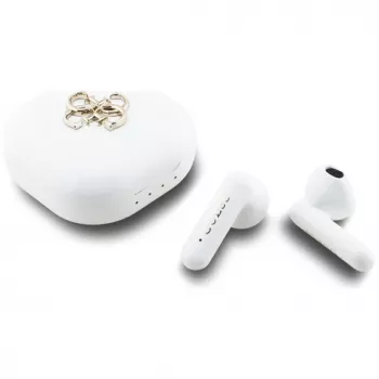Écouteurs Bluetooth True Wireless Stereo Guess 4G Metal Logo avec boîtier de charge (blanc)