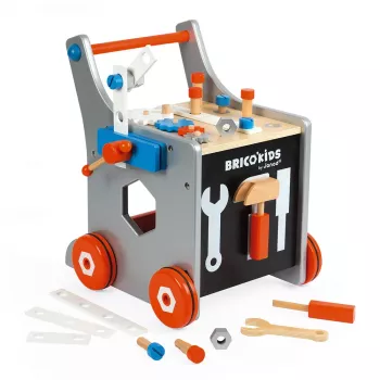 Janod Brico magnetic workbench trolley with tools