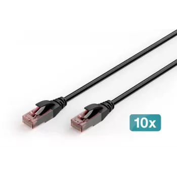DIGITUS CAT 6 U-UTP câble de raccordement extérieur, cuivre, PE, 10 pièces