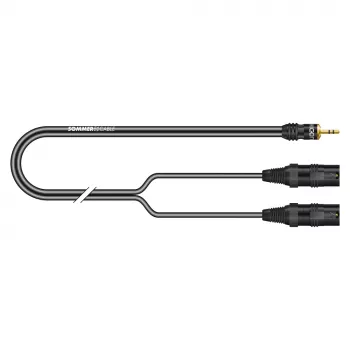 Câble split stéréo Sommer Cable SC-Onyx 2025 MKII, 2 x 1 x 0,25 mm², mini-jack stéréo 3,5 mm vers 2x connecteurs XLR 3 broches, HICON, noir, 5 m (ON9V-0500-SW)