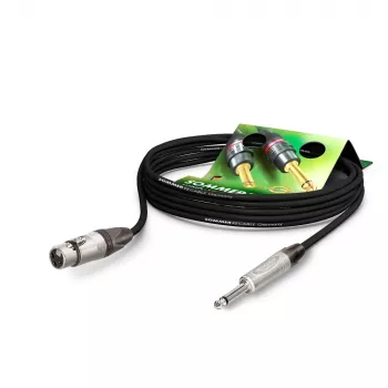 Câble micro Sommer Cable Stage 22 Highflex, 2 x 0,22 mm², embase XLR 3 broches vers fiche jack mono 6,3 mm, NEUTRIK, noir, 2,5 m (SG79-0250-SW)