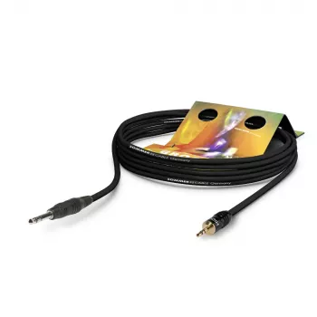 Câble patch/insert Sommer Cable Club Series MKII, 2 x 0,34 mm², jack stéréo 6,3 mm mâle vers mini-jack stéréo 3,5 mm mâle, HICON, noir, 0,25 m (CS63-0025-SW)
